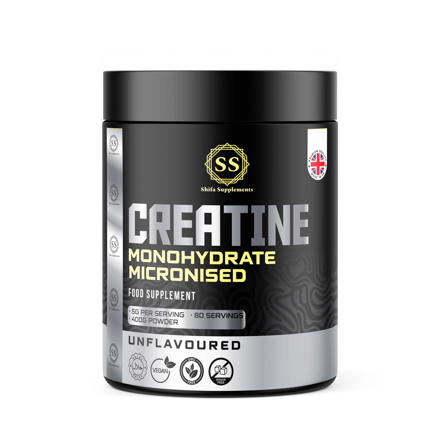 Shifa Supplements - Creatine Monohydrate Powder Helal - Ideal for Muscle Growth & Recovery - Unflavoured Creatine 5g | 100% Pure Micronised Creatine Powder | Supports Strength Performance | 80 Servings